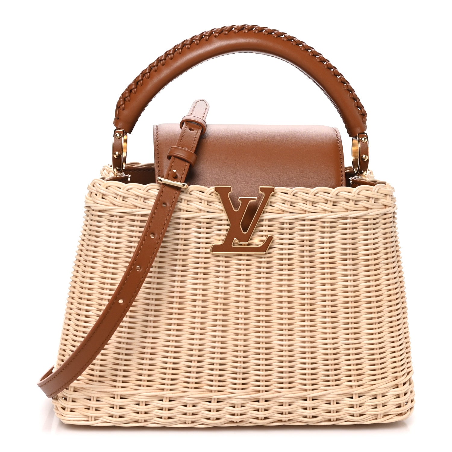 Louis Vuitton Rattan Calfskin Capucines BB Tan 1 of 10