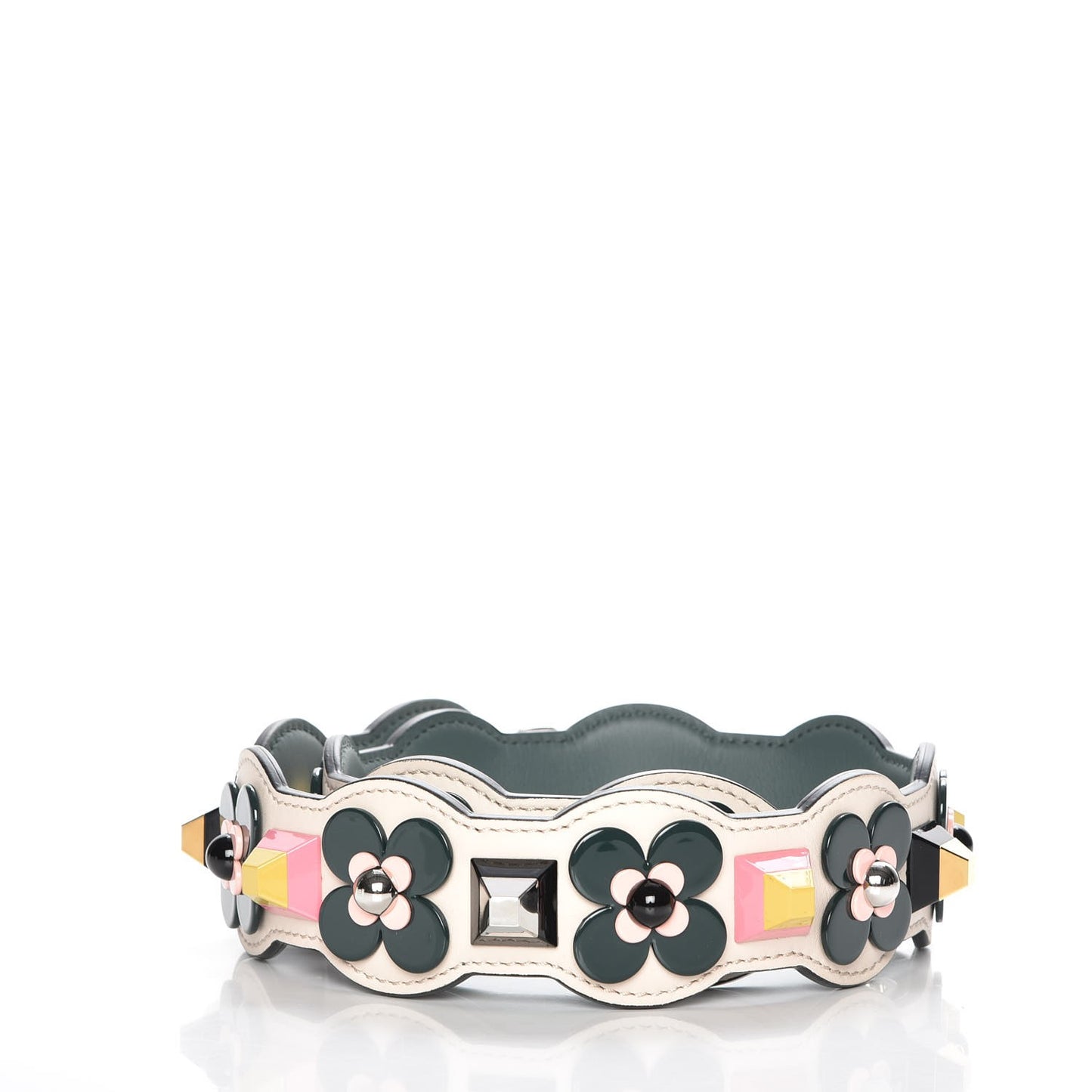 Vitello Dolce Plexiglass Flowerland Studded Strap You Camelia Multicolor