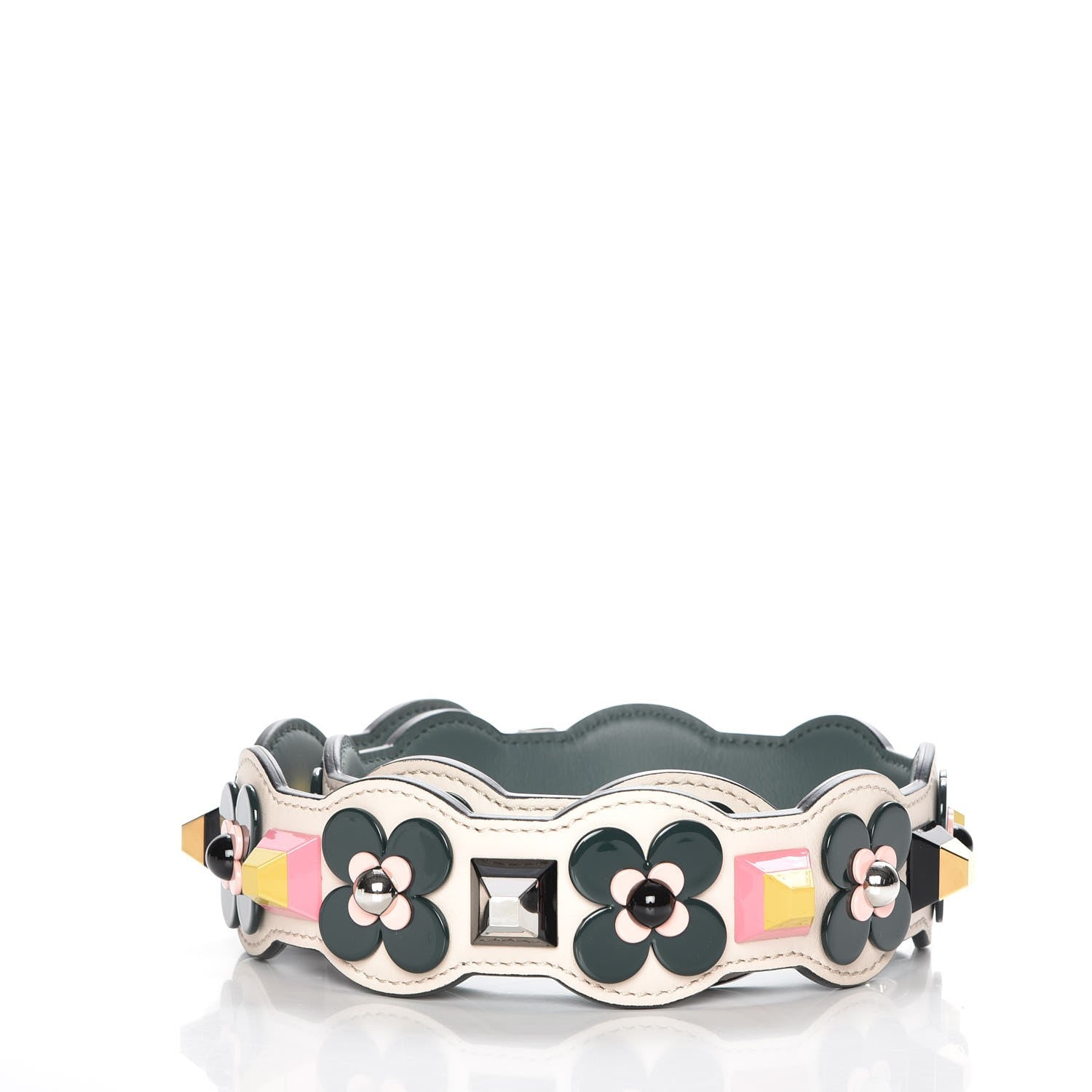 Fendi Vitello Dolce Plexiglass Flowerland Studded Strap You Camelia Multicolor 2 of 4