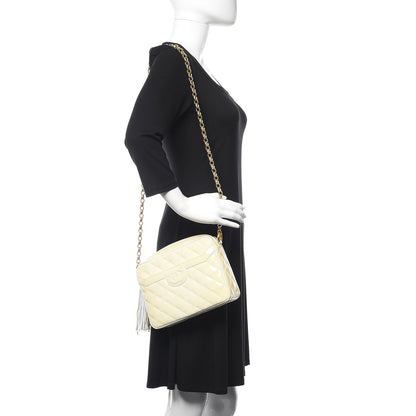 Chanel Patent Calfskin Quilted CC Tassel Camera Case White 2 of 11