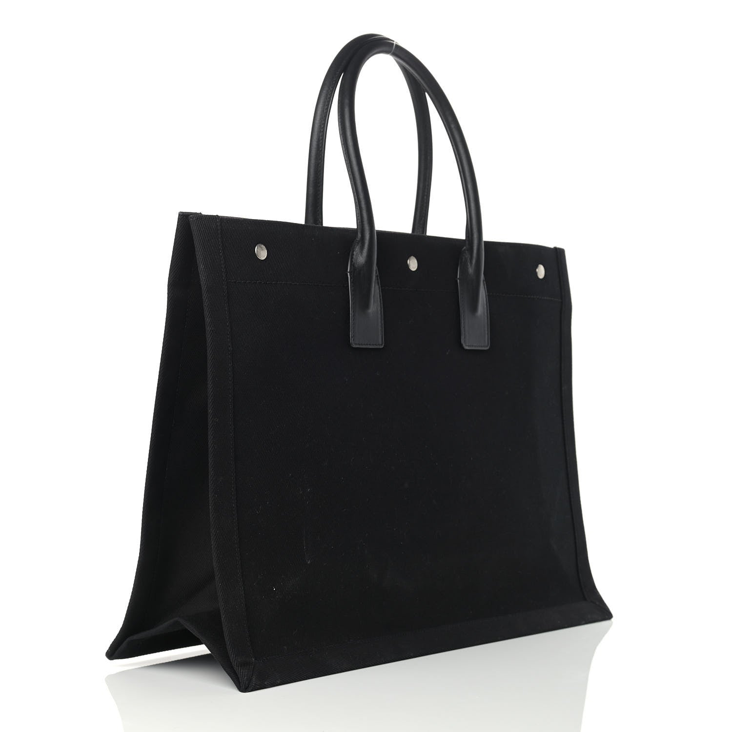 Saint Laurent Linen Calfskin Rive Gauche Tote Black 3 of 14