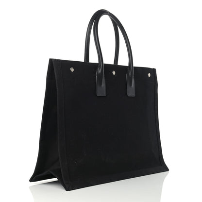 Saint Laurent Linen Calfskin Rive Gauche Tote Black 3 of 14