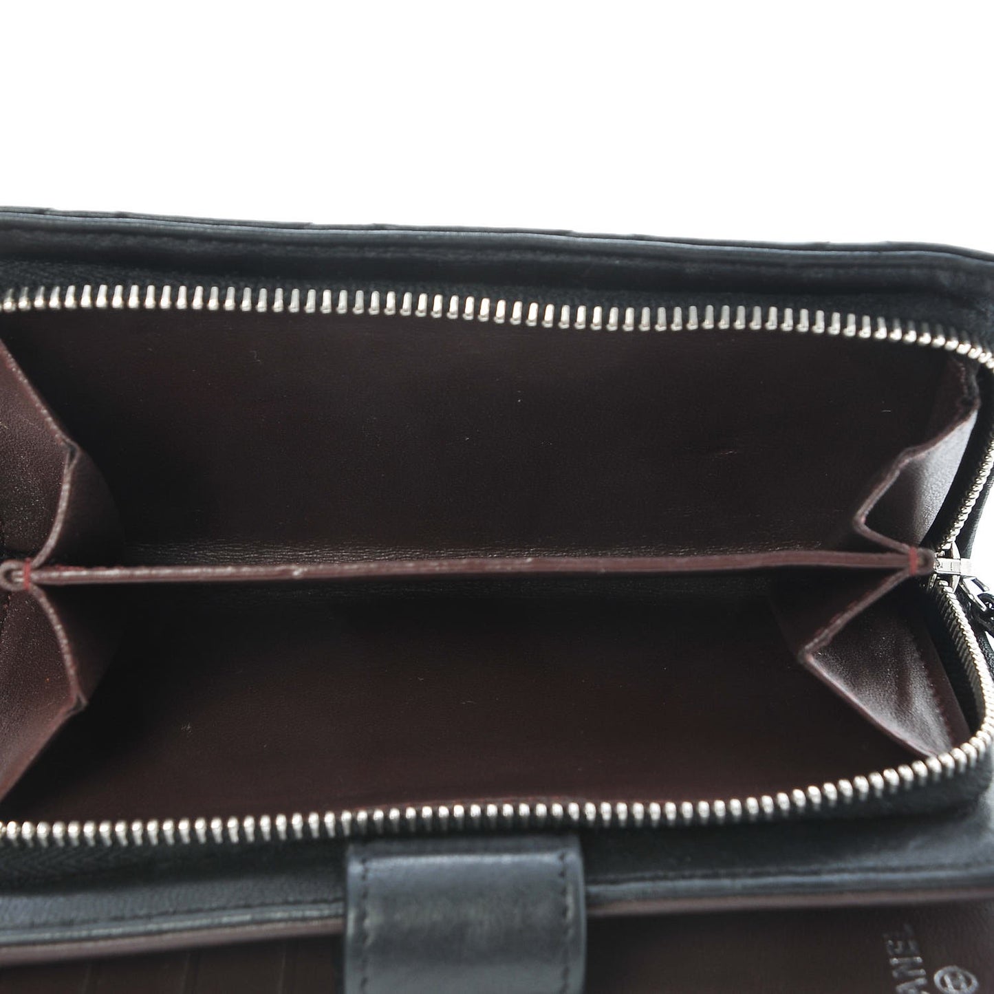 Lambskin Quilted Zipped Pocket Wallet Black