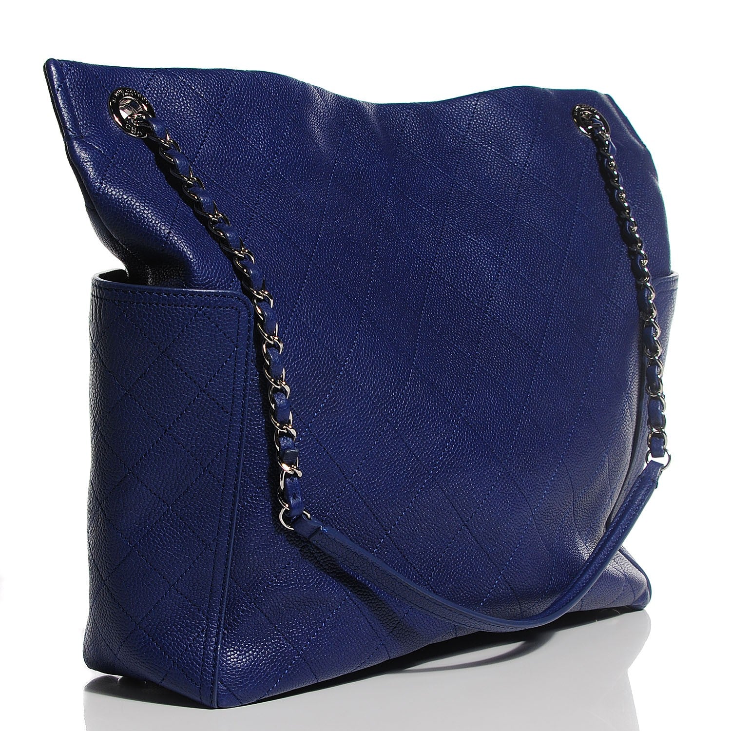 Chanel Caviar Stitched Large CC Pocket Hobo Dark Blue 3 of 7