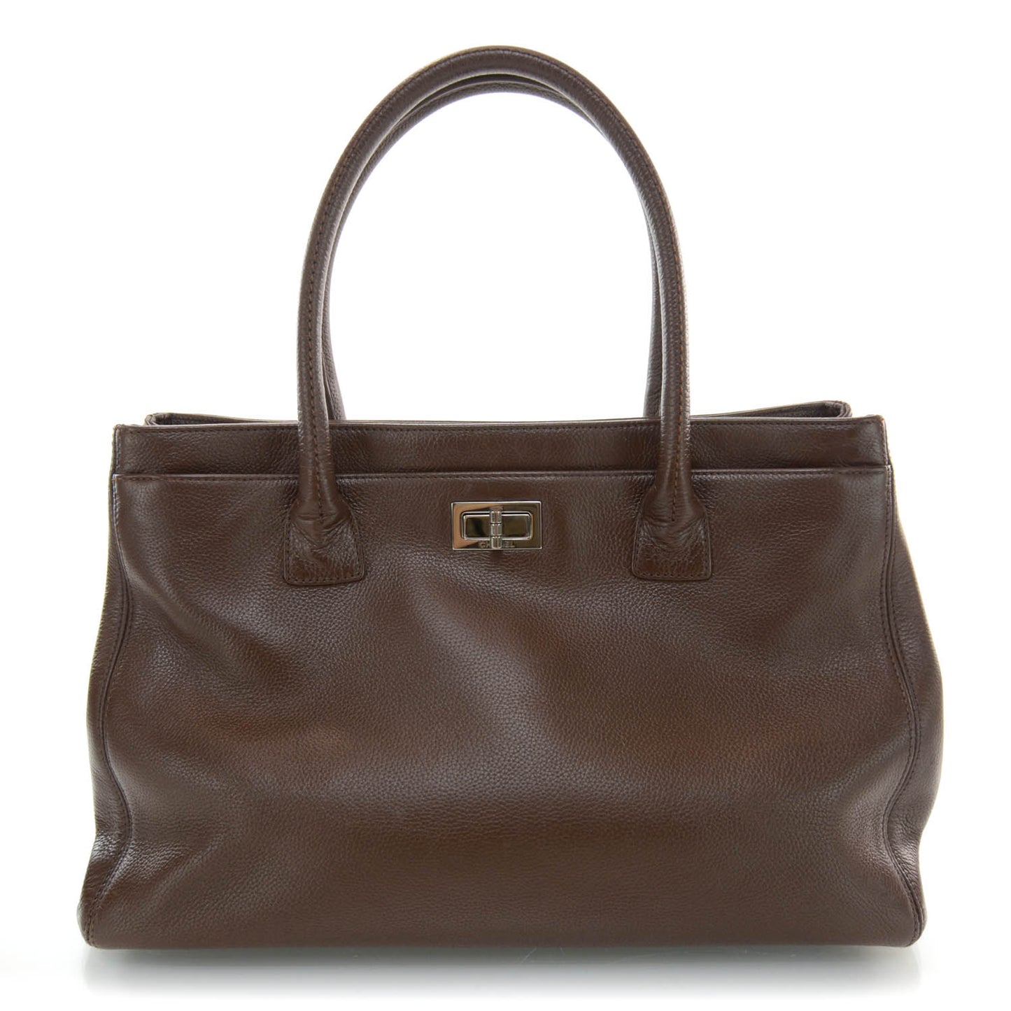 Caviar Mademoiselle Lock Cerf Shopper Tote Brown