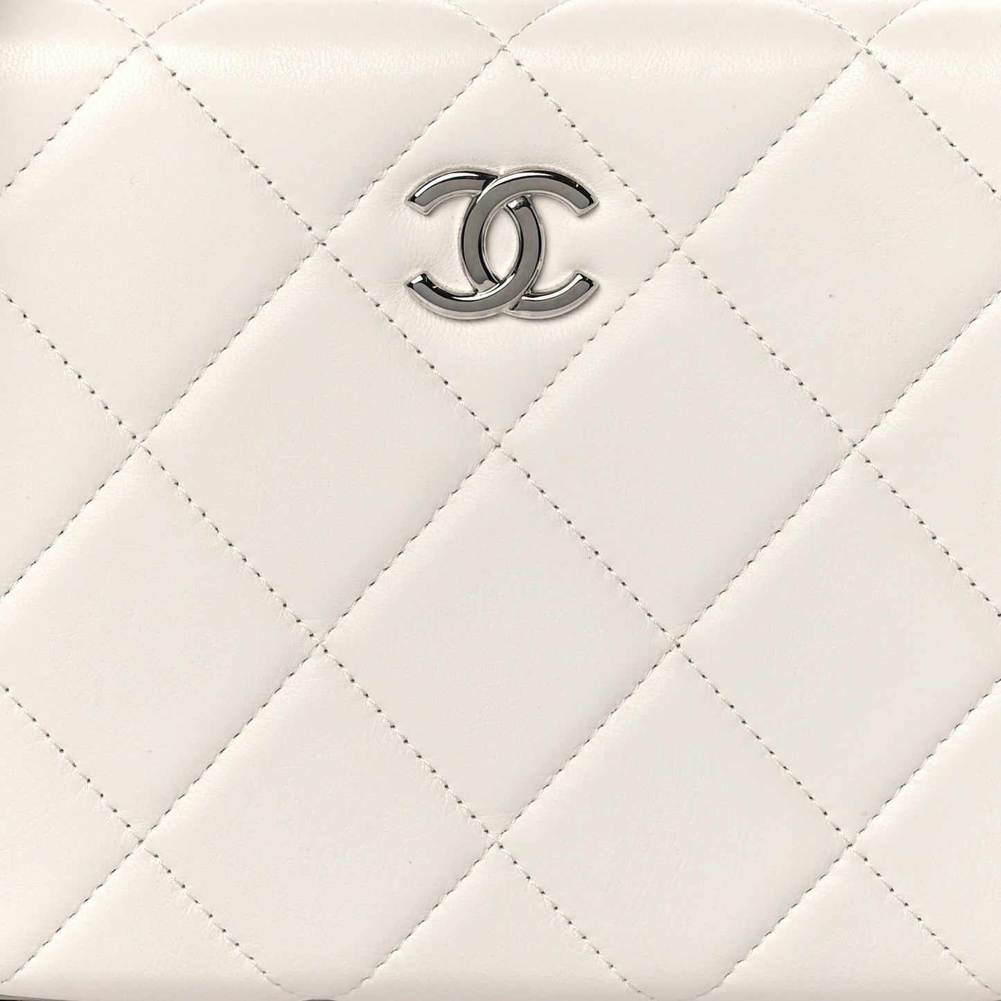 Quilted Lambskin Metal Bar Clutch Bag White