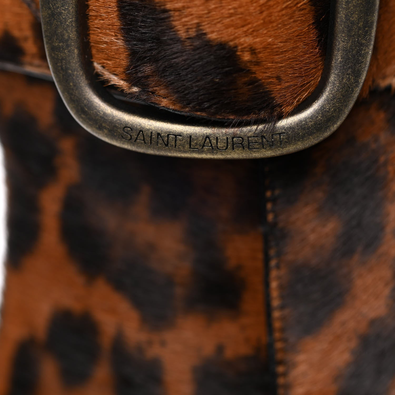 Saint Laurent Pony Hair Joplin Buckle Booties 37.5 Naturale 13 of 15