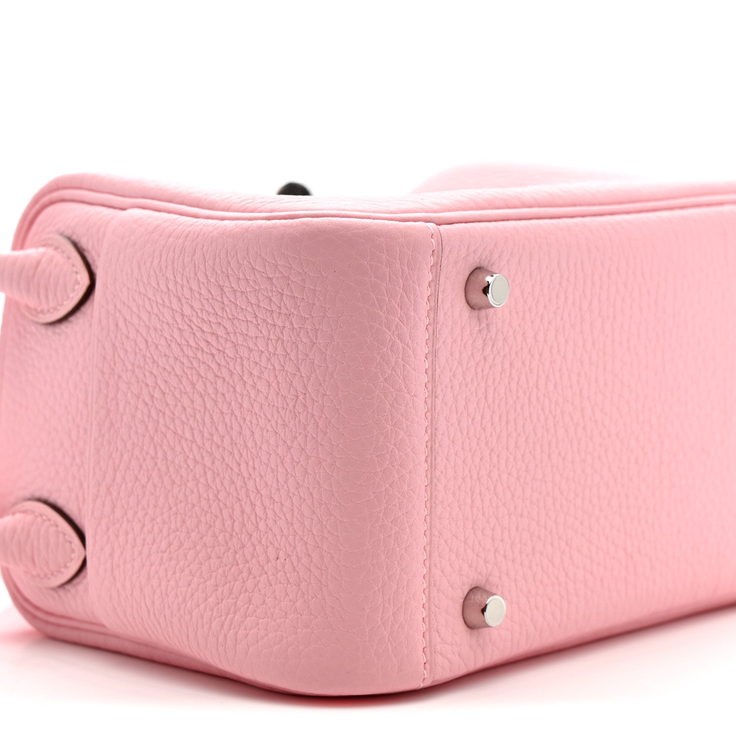 Hermes Taurillon Clemence Verso Mini Lindy 20 Rose Sakura Gris Perle 8 of 10