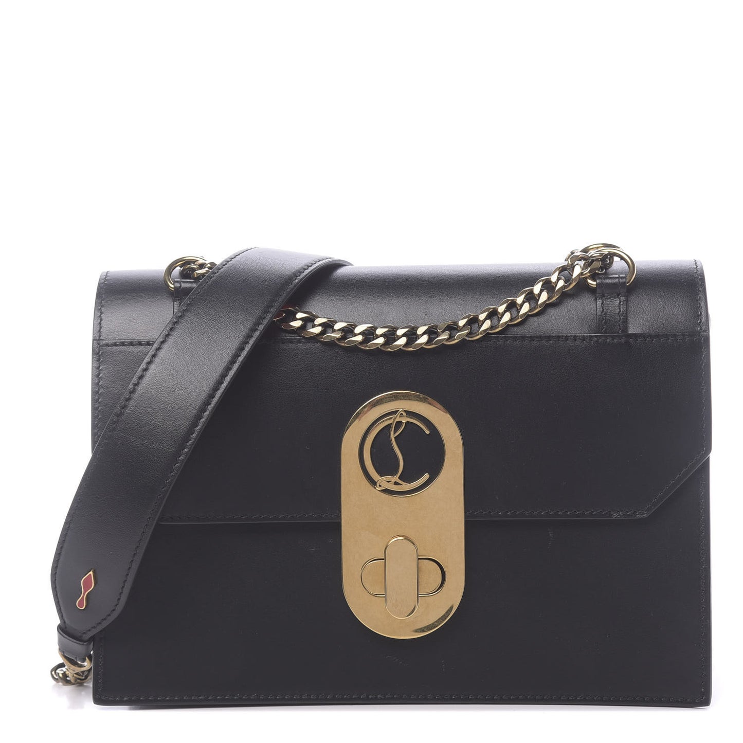 Calfskin Large Elisa Shoulder Bag Black