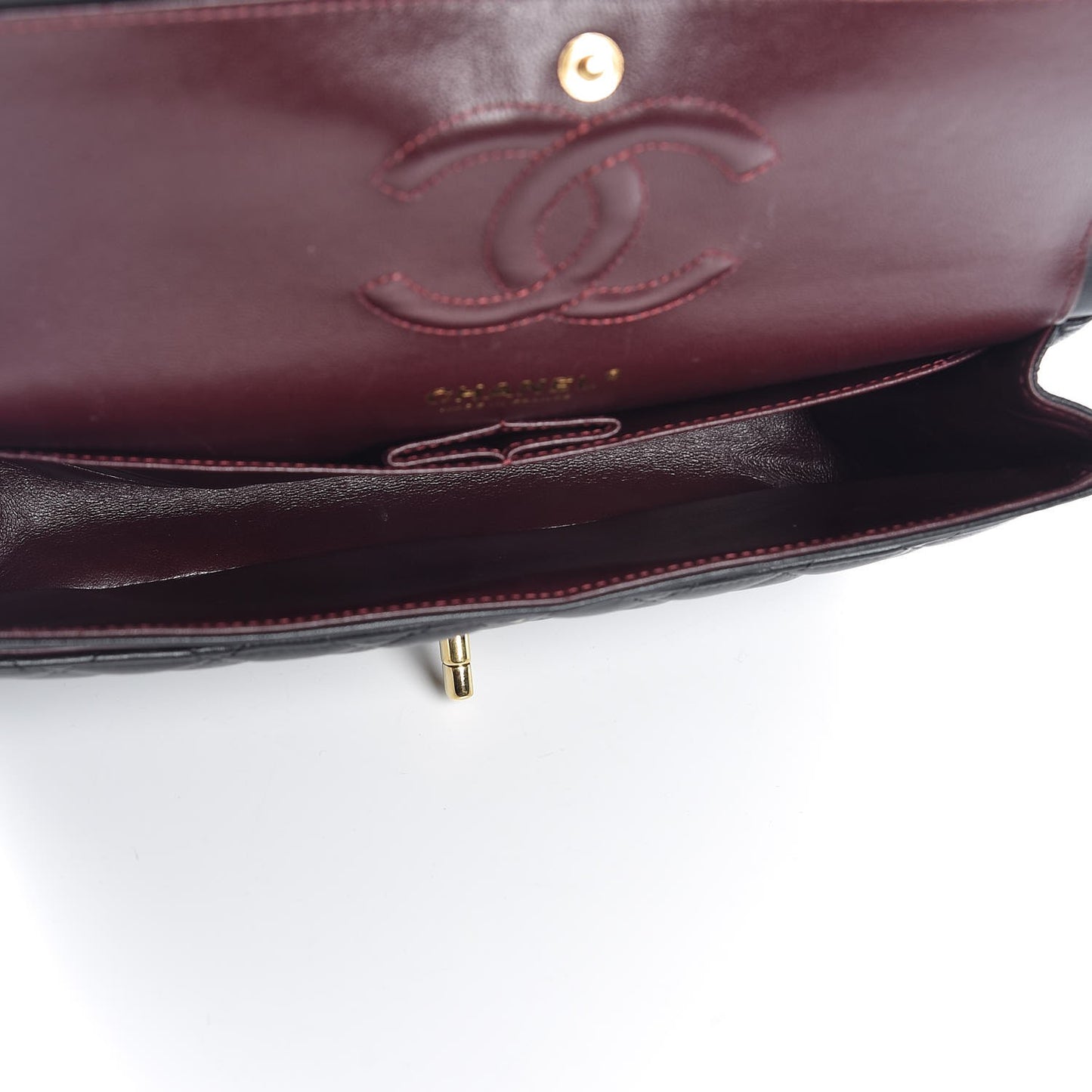 Lambskin Quilted Medium Double Flap Black