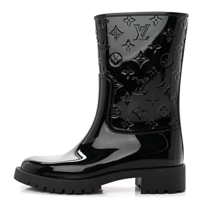 Louis Vuitton Rubber Embossed Monogram Drops Flat Half Boots 37 Black 1 of 12