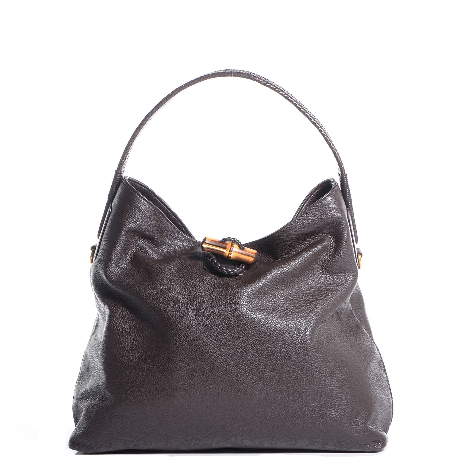 Gucci Deerskin Large Hip Bamboo Hobo Dark Cocoa 1 of 7