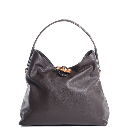 Gucci Deerskin Large Hip Bamboo Hobo Dark Cocoa 1 of 7