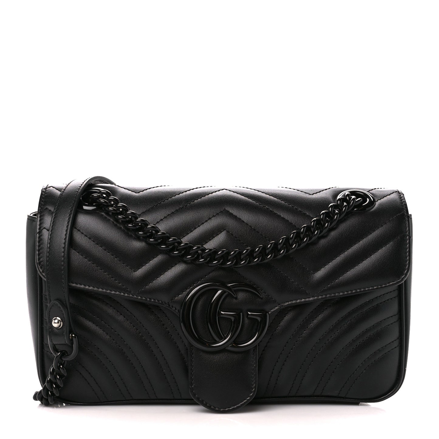 Calfskin Matelasse Monochrome Small GG Marmont Shoulder Bag Black