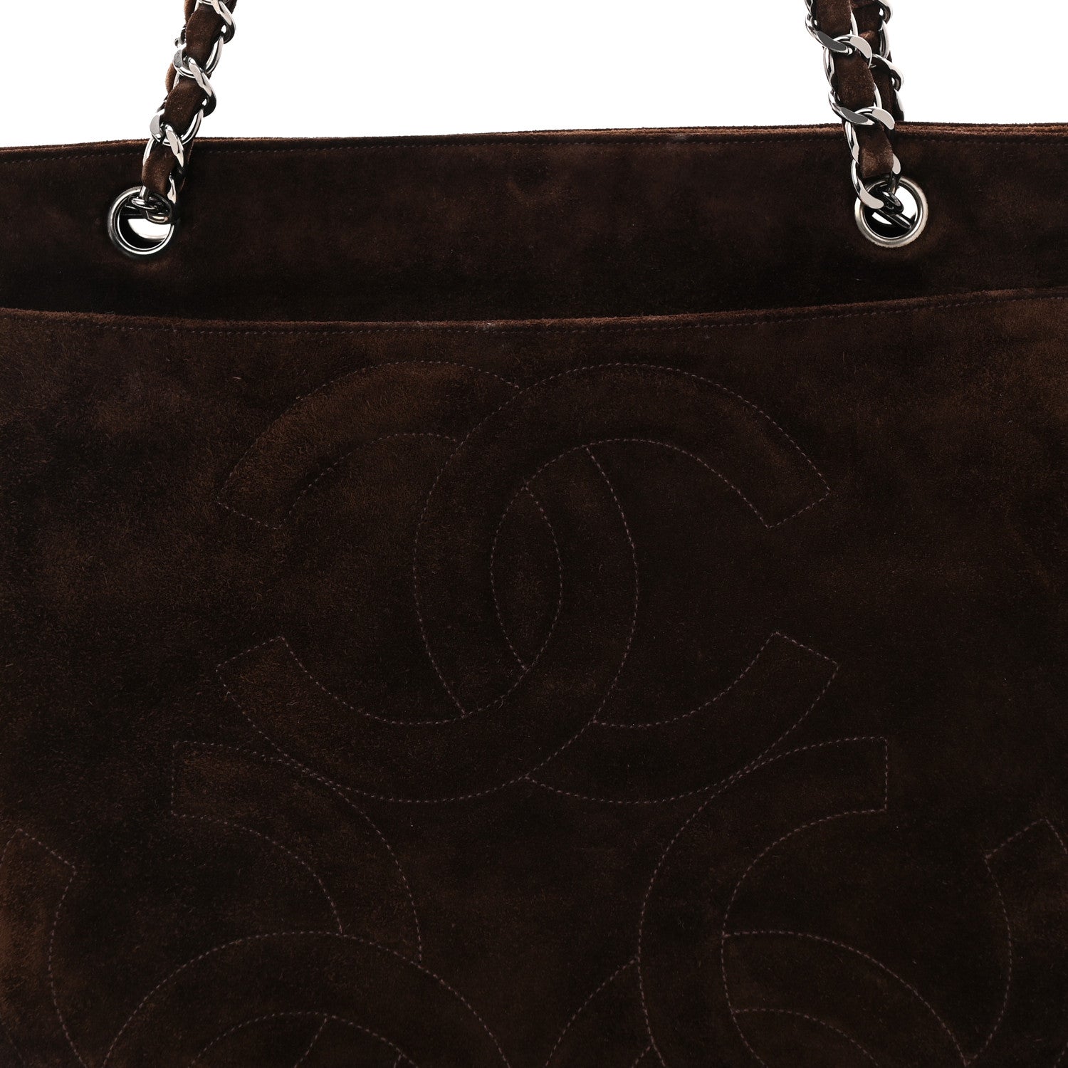 Chanel Suede CC Shoulder Bag Brown 8 of 10