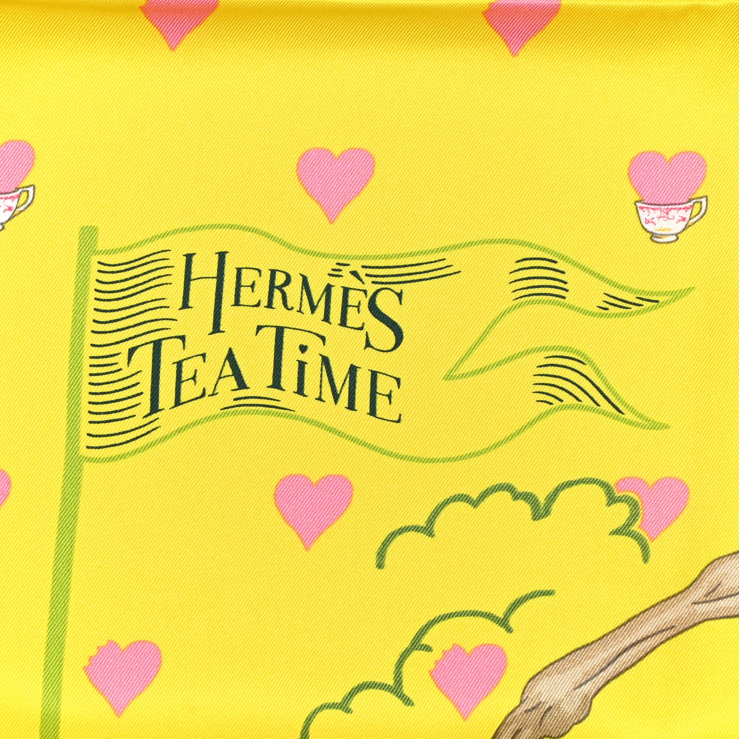 Hermes Silk Tea Time Scarf 70 Jaune Gris Perle 2 of 6