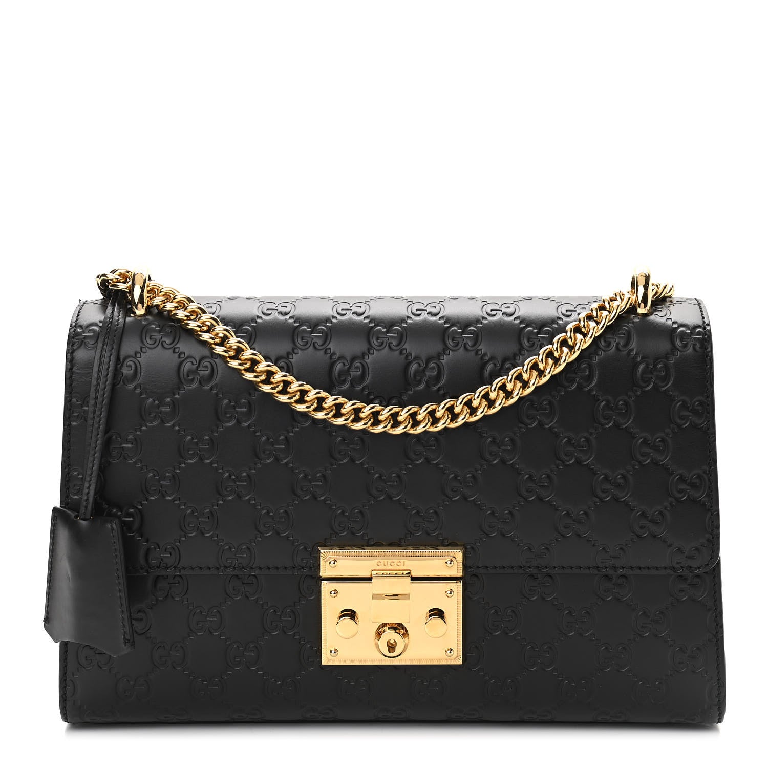 Gucci Guccissima Medium Padlock Shoulder Bag Black 1 of 11
