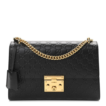 Gucci Guccissima Medium Padlock Shoulder Bag Black 1 of 11