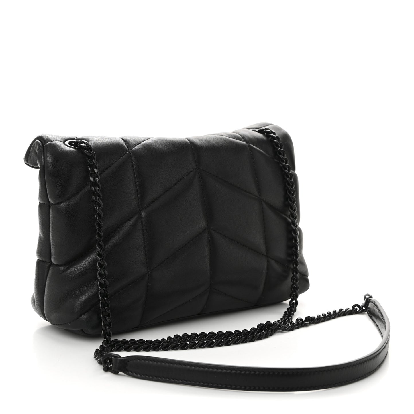 Lambskin Quilted Toy Loulou Puffer Monogram Monochrome Chain Satchel Black