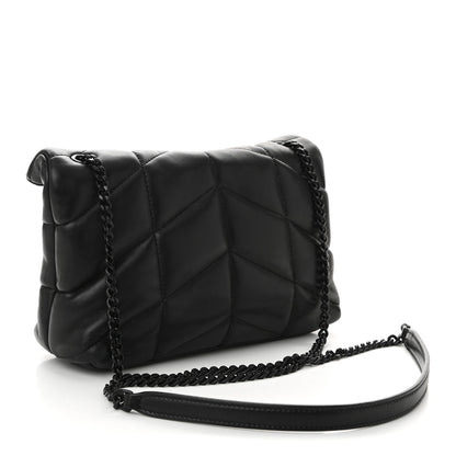 Saint Laurent Lambskin Quilted Toy Loulou Puffer Monogram Monochrome Chain Satchel Black 3 of 12