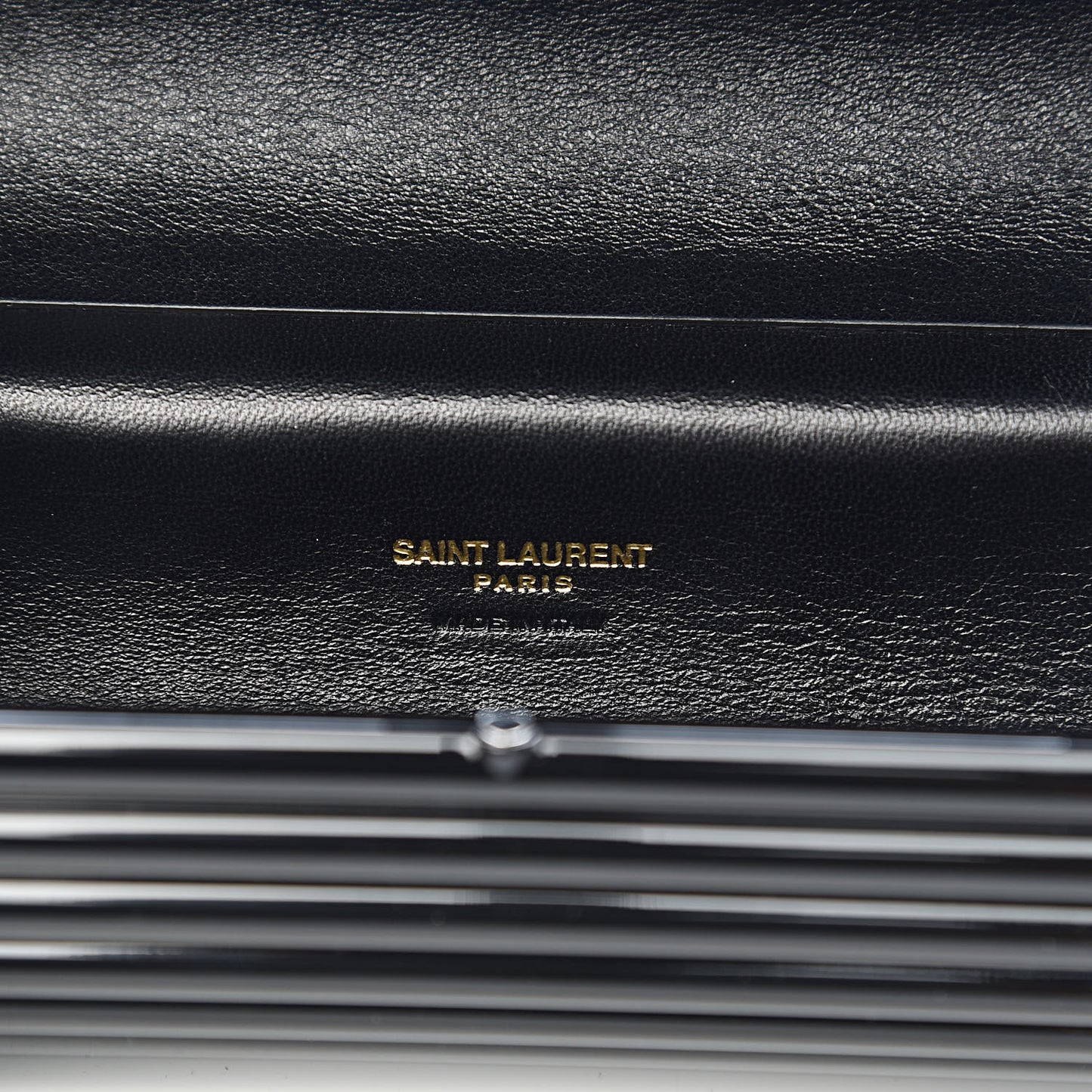 Ribbed Plexiglass Lambskin Fringe Monogram Opium Box Bag Black