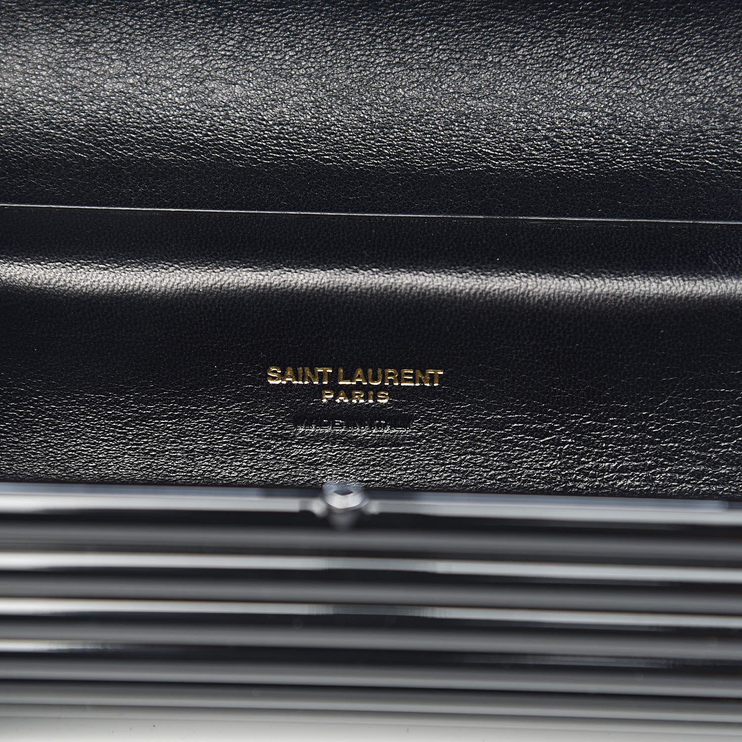 Saint Laurent Ribbed Plexiglass Lambskin Fringe Monogram Opium Box Bag Black 6 of 9
