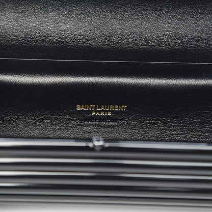 Saint Laurent Ribbed Plexiglass Lambskin Fringe Monogram Opium Box Bag Black 6 of 9