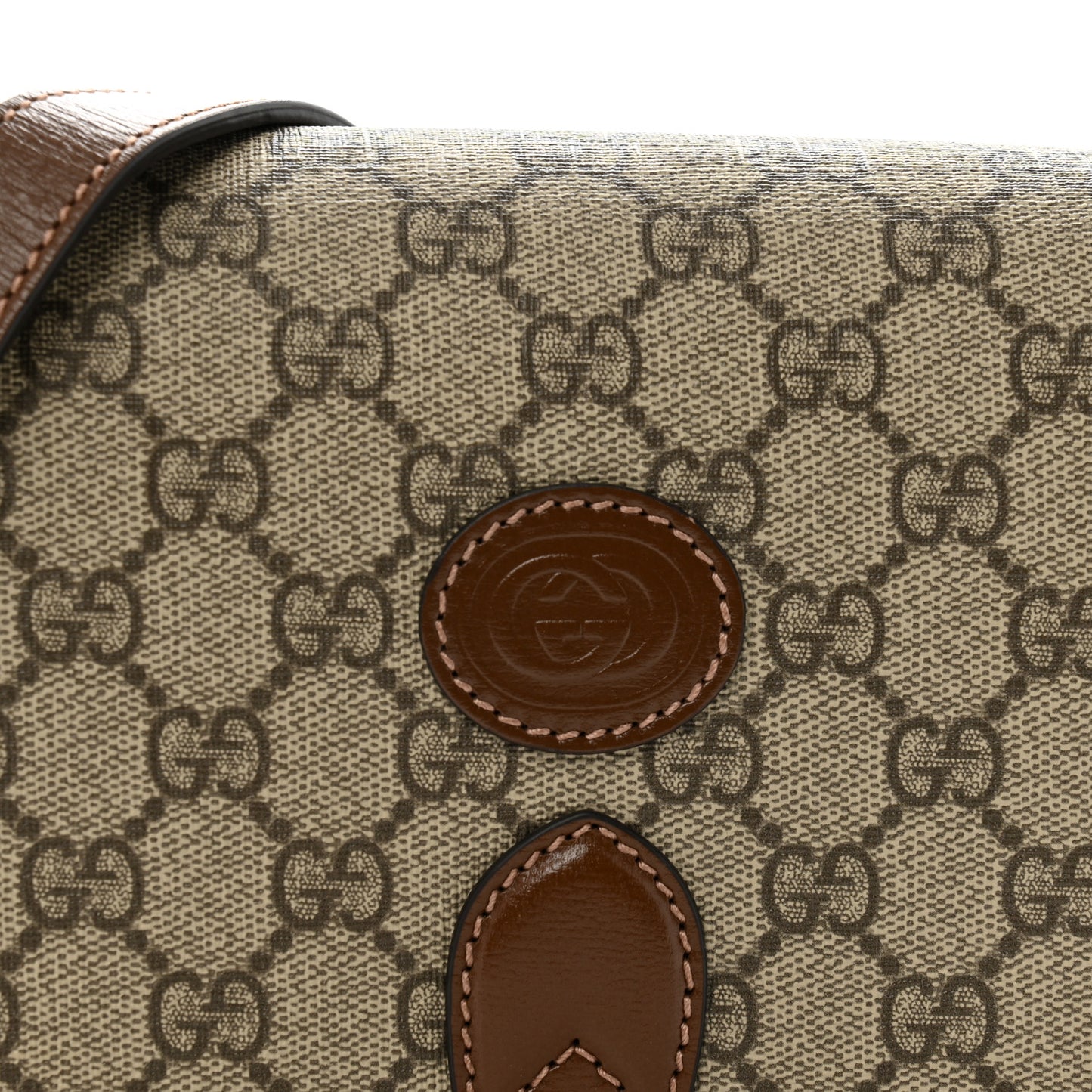 GG Supreme Monogram Azalea Calfskin Mini Retro Interlocking G Flap Shoulder Bag  Beige Ebony Brown Sugar