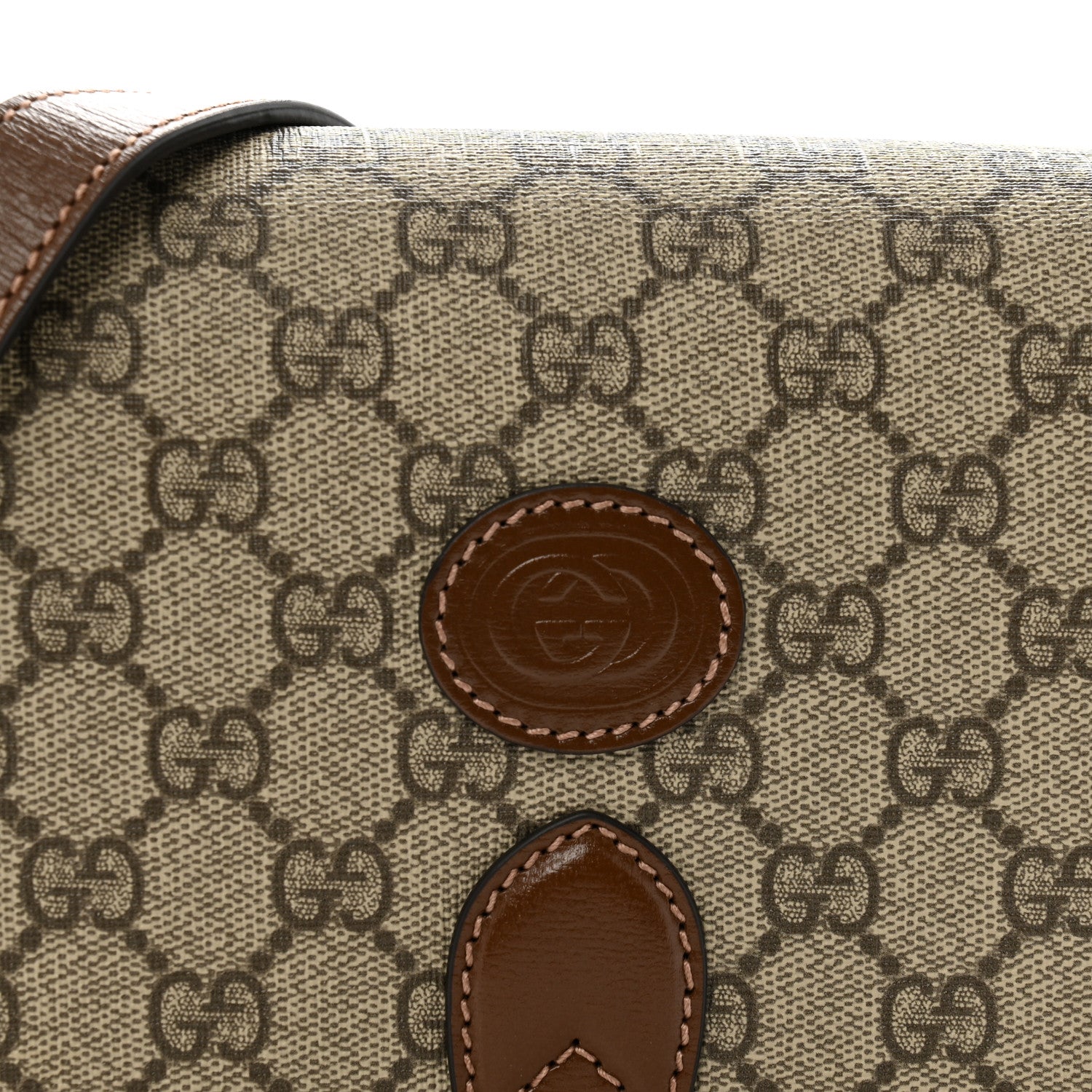 Gucci GG Supreme Monogram Azalea Calfskin Mini Retro Interlocking G Flap Shoulder Bag  Beige Ebony Brown Sugar 8 of 10