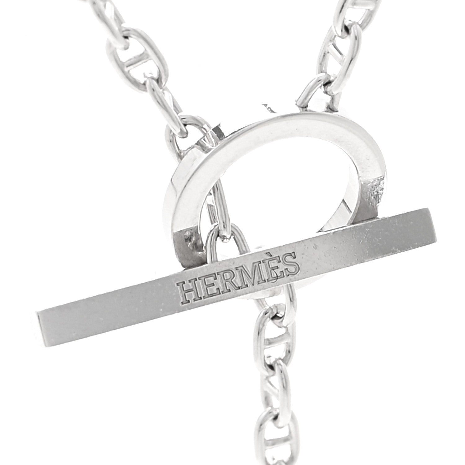 Hermes 18K White Gold Diamond GM Chaine D'Ancre Contour Pendant Necklace ST 5 of 7
