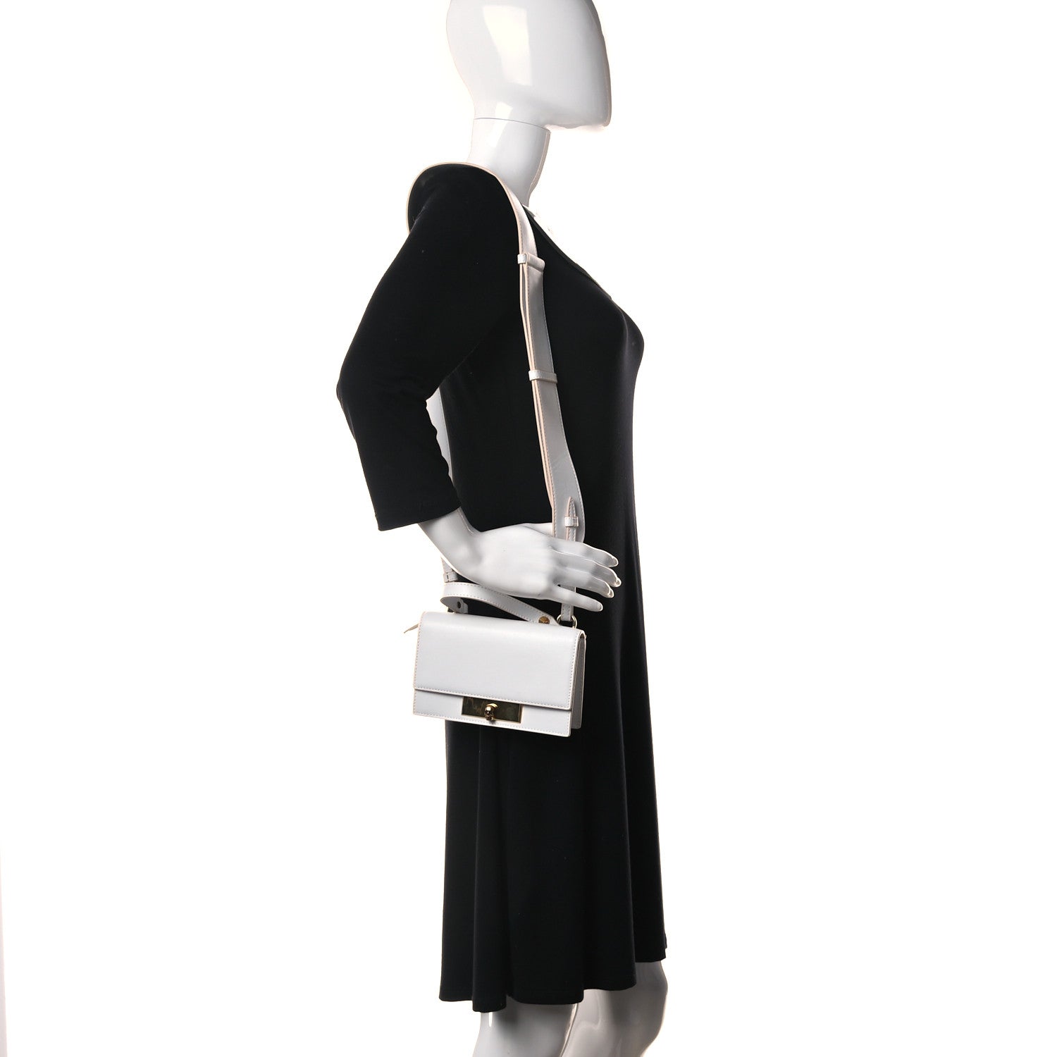 Alexander McQueen Calfskin Skull Lock Mini Crossbody Bag White 2 of 12