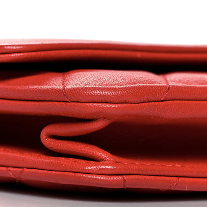 Chanel Grained Calfskin Quilted CC Box Wallet On Chain WOC Red 9 of 11