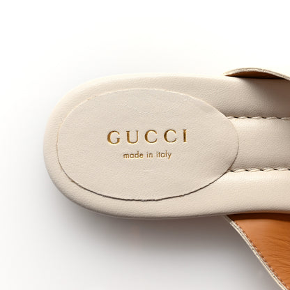 Gucci Nappa Charlotte Double G Thong Flat Sandals 37.5 White 6 of 7