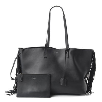 Saint Laurent Calfskin Large Fringe Shopping Tote Black 1 of 13