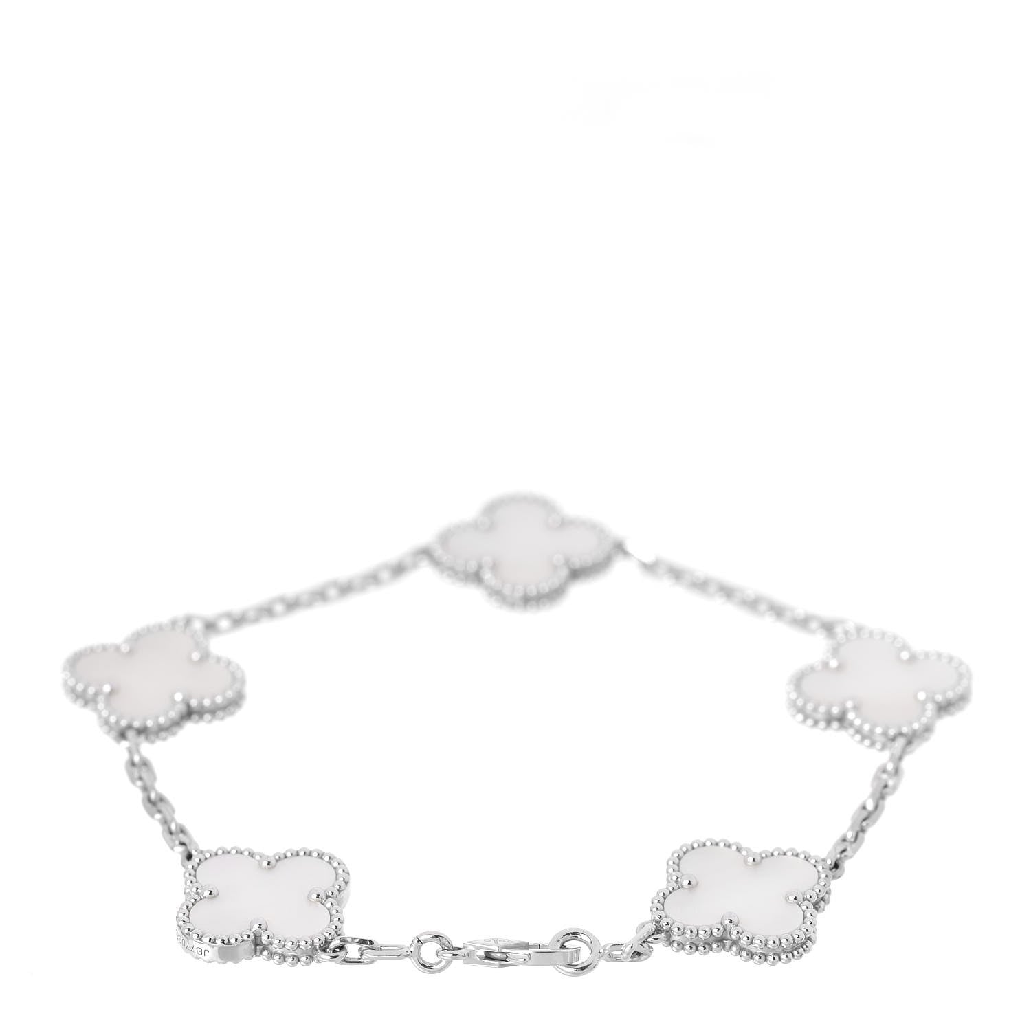 Van Cleef & Arpels 18K White Gold Mother of Pearl 5 Motifs Vintage Alhambra Bracelet 3 of 6