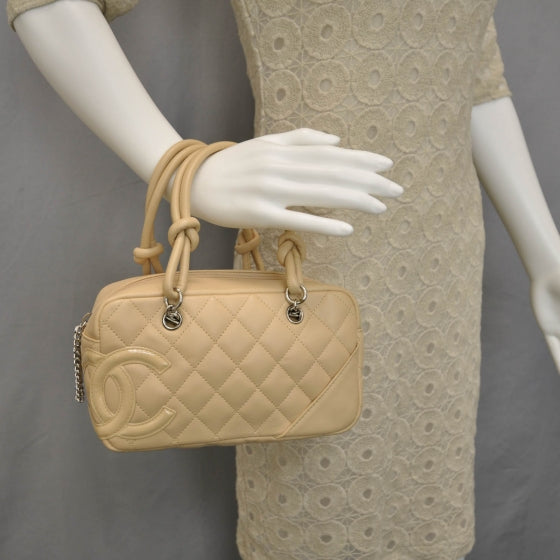 Chanel Calfskin Quilted Small Cambon Bowler Beige 2 of 12