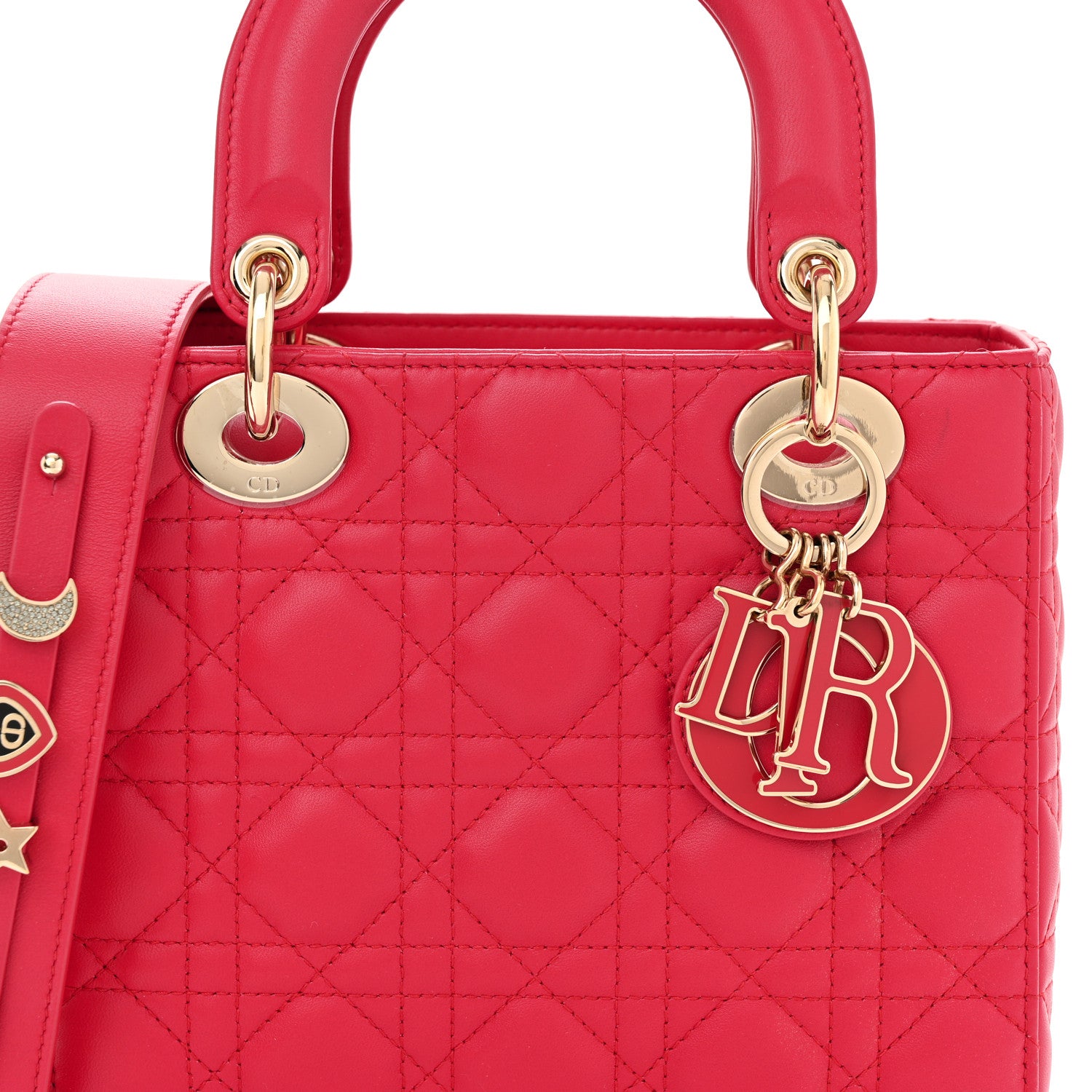 Christian Dior Lambskin Cannage Dioramour Small My ABCDior Lady Dior Fraise 7 of 10