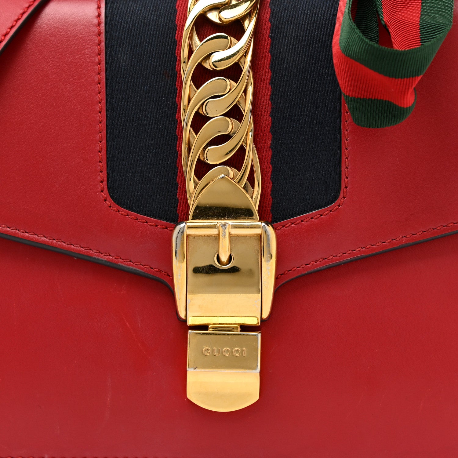 Gucci Calfskin Small Sylvie Shoulder Bag Hibiscus Red 7 of 24