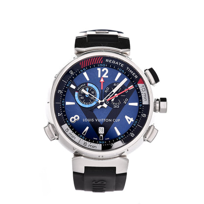Louis Vuitton Stainless Steel Rubber 44mm Tambour Regatta Quartz Watch Blue 1 of 5