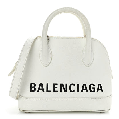 Balenciaga Grained Calfskin XXS Ville Top Handle Bag White Black 2 of 12