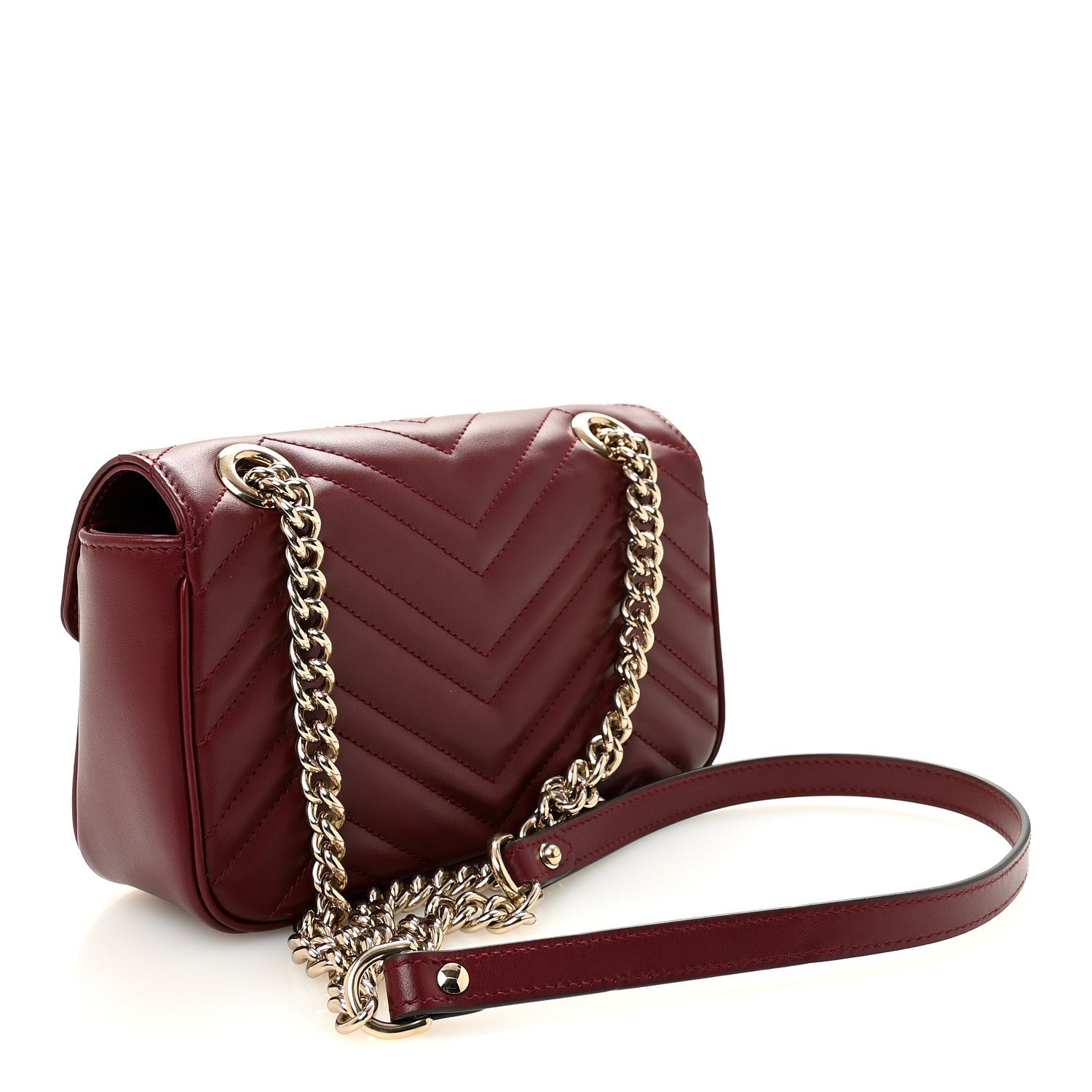 Gucci Calfskin Matelasse Mini GG Marmont Shoulder Bag Rosso Ancora 3 of 9