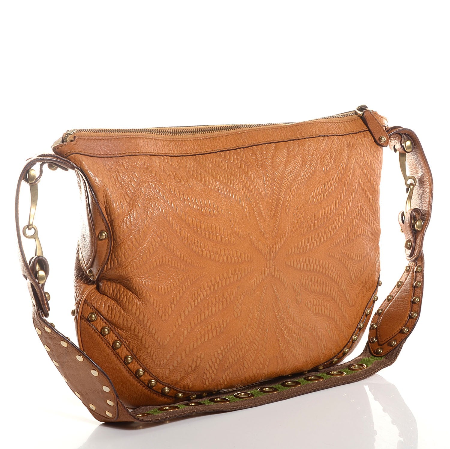Gucci Leather Embossed Borchie Hobo 3 of 7