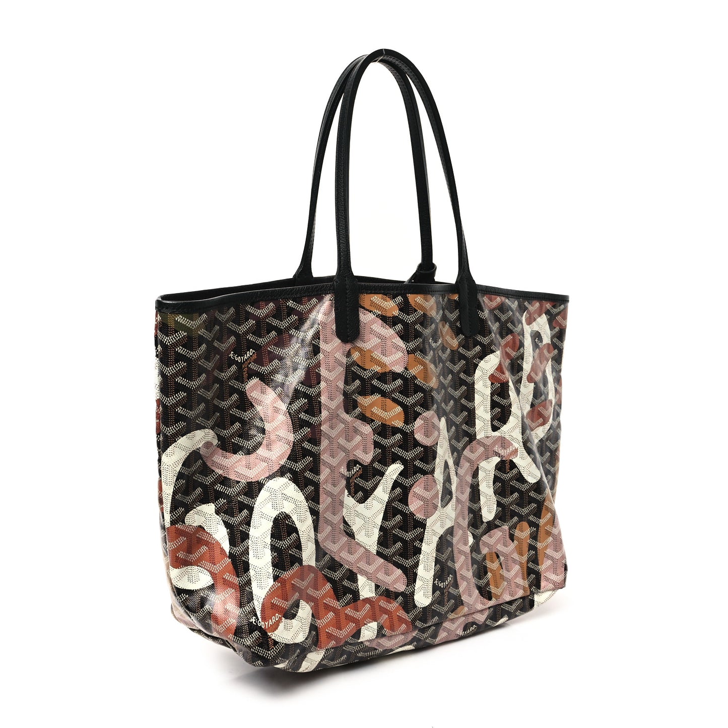 Goyardine Saint Louis Lettres Camouflage PM Black Pink Multicolor