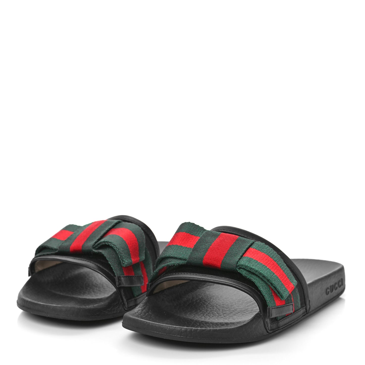 Satin Web Bow Slide Sandals 37 Black
