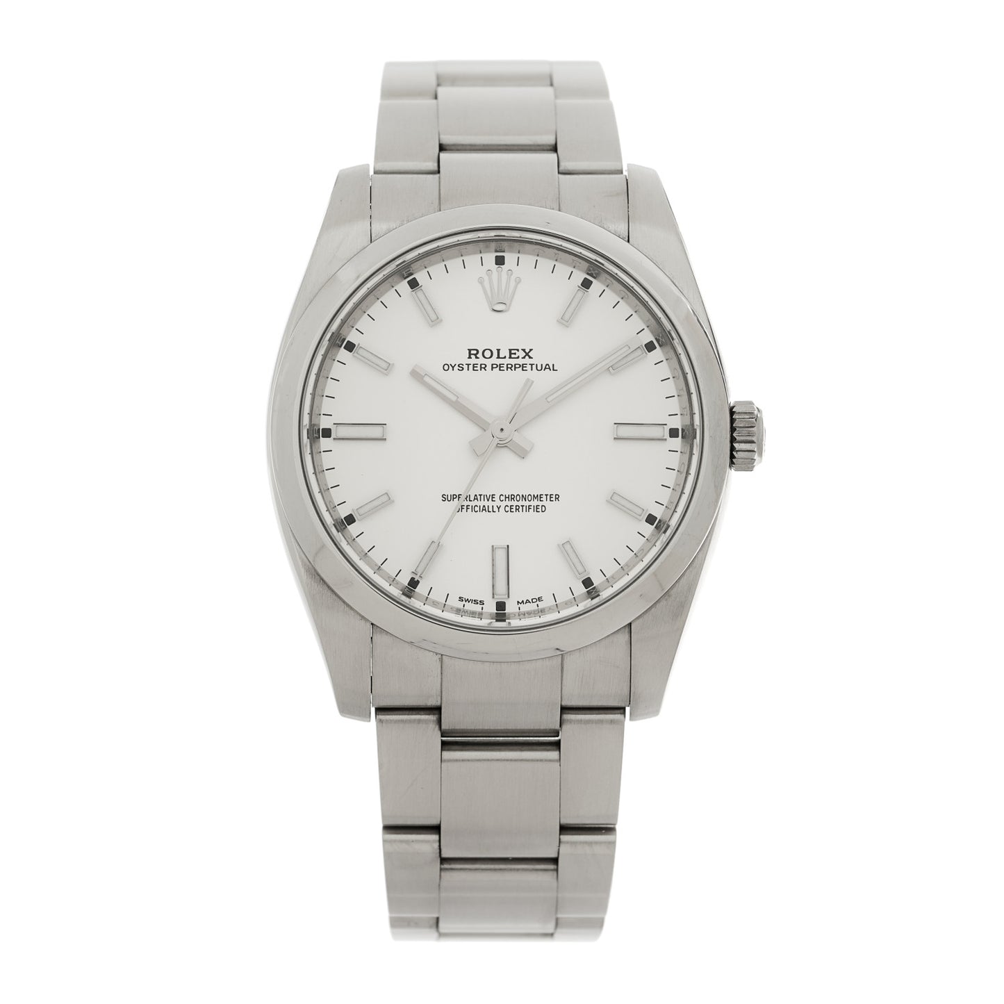 Stainless Steel 34mm Oyster Perpetual Watch White 114200