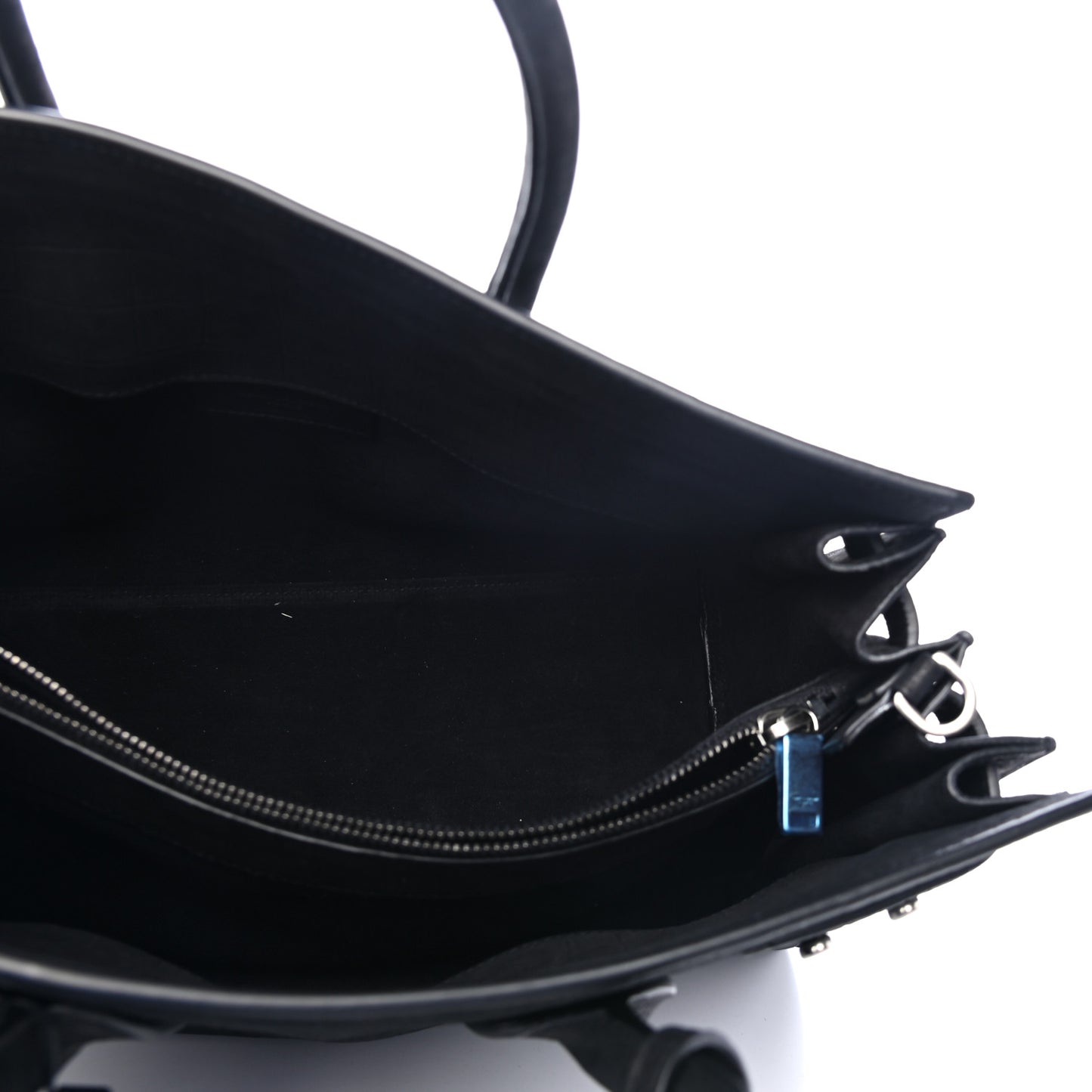 Crocodile Embossed Suede Small Supple Sac de Jour Black