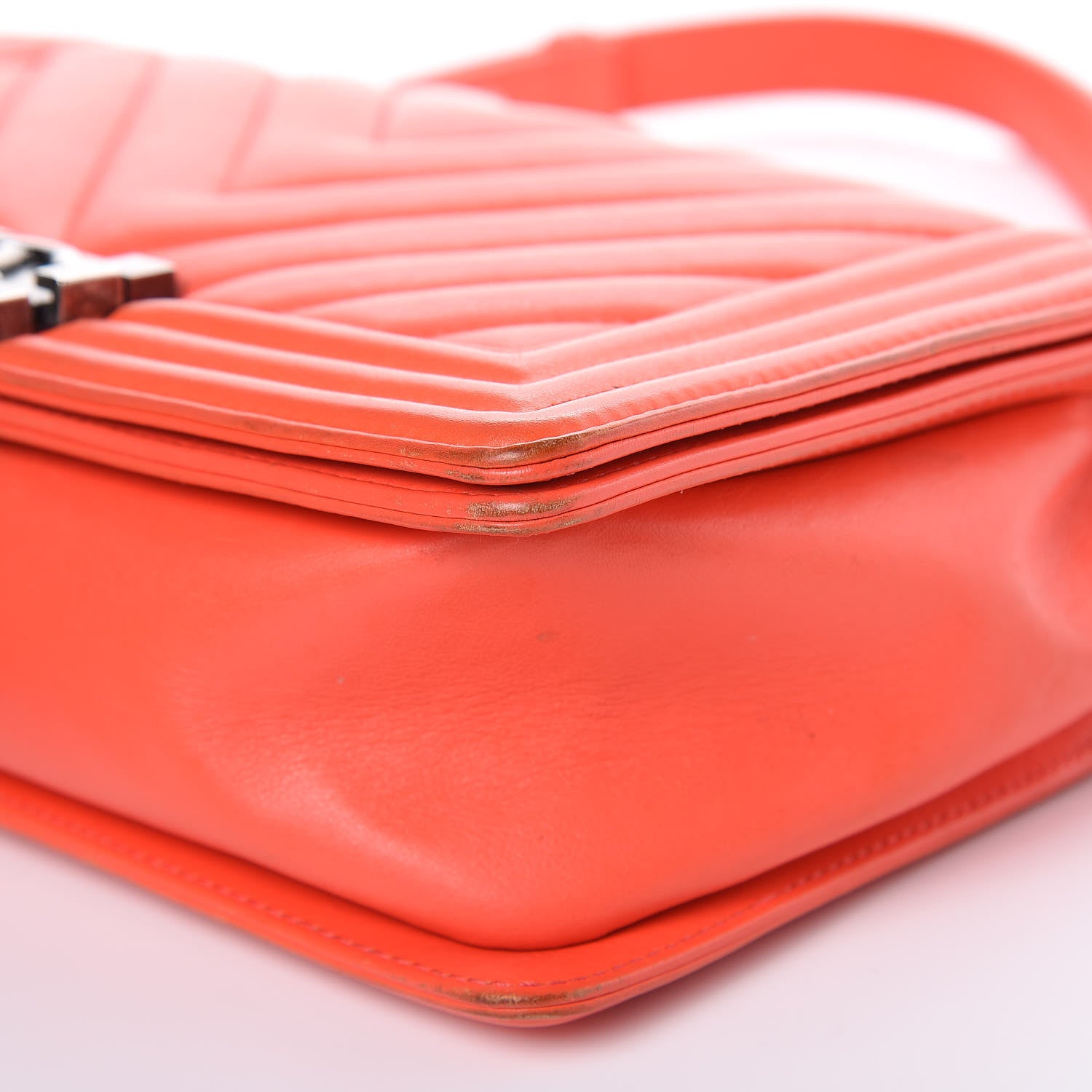Chanel Calfskin Chevron Quilted Medium Boy Flap Coral 9 of 18