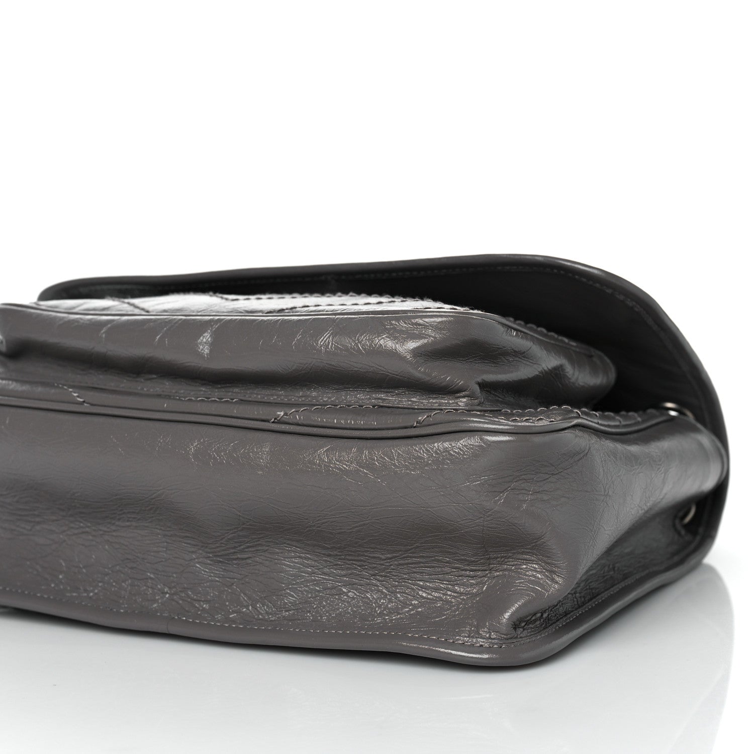 Saint Laurent Crinkled Calfskin Matelasse Monogram Medium Niki Chain Satchel Fog 9 of 9