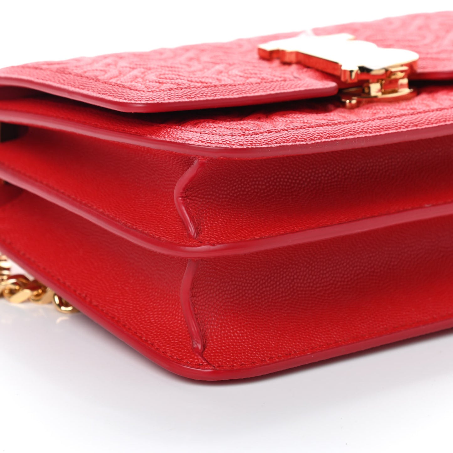 Grainy Calfskin Monogram Embossed Small TB Chain Bag Bright Red