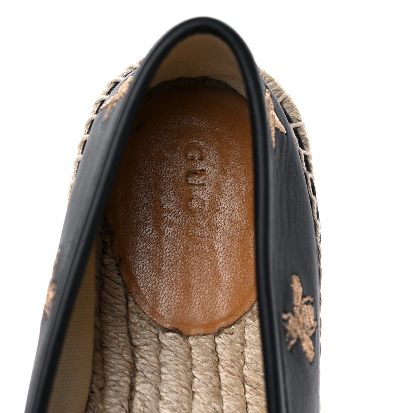 Calfskin Bee Star Embroidered Espadrilles 37 Black